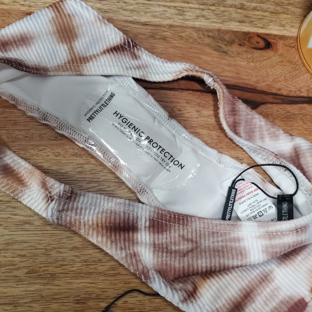 Nude Ribbed Tie Dye High Leg Bikini Bottoms and Top - Picture 5 of 6